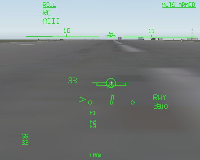 A deceleration caret > is located below and to the left side of the runway deviation symbols. When you hit the brakes that symbol will move to show you how fast you are decelerating.