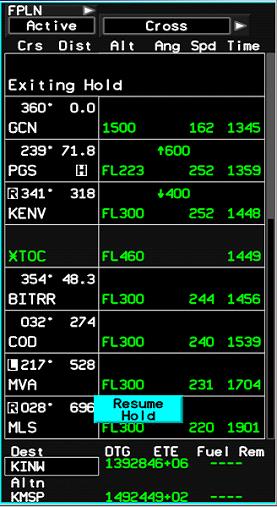 F2000EX EASY 02-34-30 CODDE 1 WINDOWS AND ASSOCIATED TABS: PAGE 11 / 28 WAYPOINT LIST (WPT LIST) EXITING HOLD FIGURE