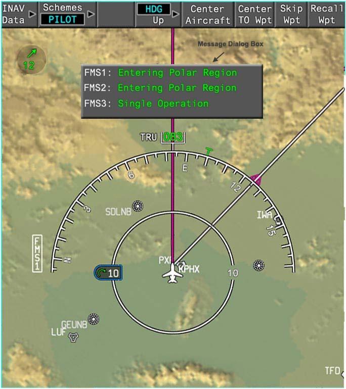 F2000EX EASY 02-34-34 CODDE 1 WINDOWS AND ASSOCIATED TABS: PAGE 15 / 34 I-NAV GRAPHICAL FLIGHT PLANNING RANGE AND FMS MESSAGE DEDICATED BOX Range display FIGURE 02-34-34-20 FMS MESSAGE DEDICATED BOX