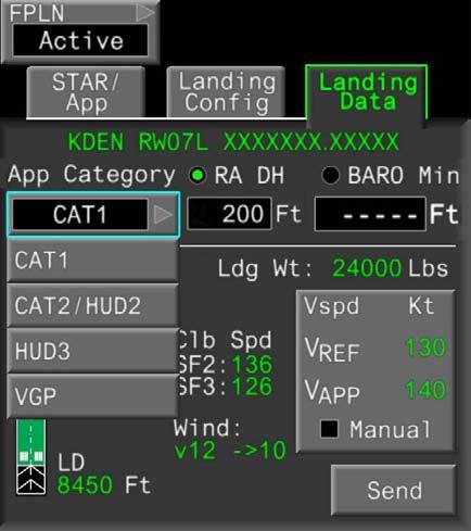 F2000EX EASY 02-34-20 CODDE 1 WINDOWS AND ASSOCIATED TABS: PAGE 21 / 26 FLIGHT MANAGEMENT WINDOW tab provides a synthesis of landing data.