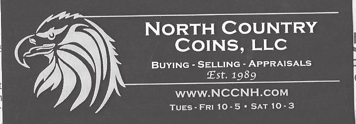 HIGHEST PRICES PAID All US ad foreig silver ad gold cois, estate jewelry, scrap gold, diamods. Free oral appraisals. NORTH COUNTRY COINS. Mai St., Plymouth, NH 536-2625.