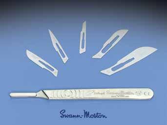 DeRoyal s Blades & Scalpels SWANN-MORTON SCALPEL BLADES AND HANDLES Complete line of carbon steel and stainless surgical blades and quality stainless steel handles Manufactured in Sheffield,