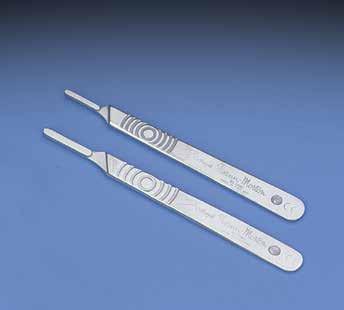 Scalpel Handles Quality stainless steel Ideal weight and shape Slip-resistant grip Four sizes to accommodate a range of blade sizes Reusable Product No.