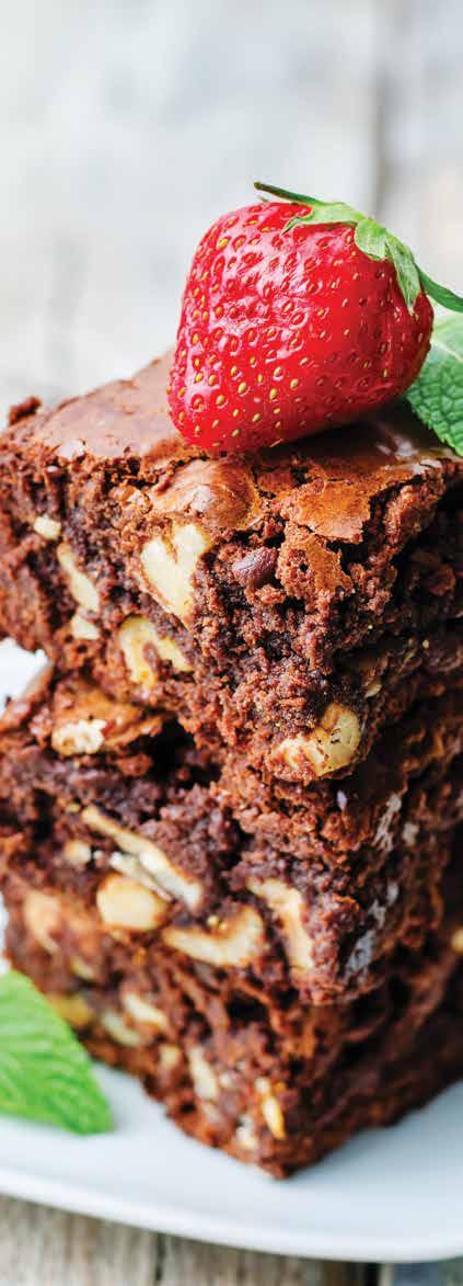 Chocolate and macadamia nut brownies Serves 6 Ingredients 125 grams unsalted butter 100 grams dark chocolate 220 grams caster sugar ½ cup (125ml) hot water 3 teaspoons espresso coffee 40 grams cocoa
