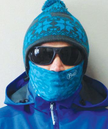 Try combinations of balaclava, face mask, hat, and goggles together to ensure that there are no gaps often a crescent shape between the edge