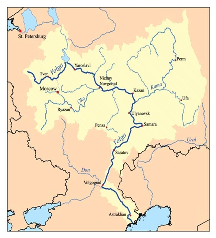 Volga River The Volga is the longest river in Western Europe. It is 2, 293 miles long.