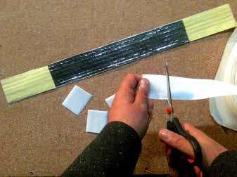 Roller to remove air bubbles. 3. Cut five 5 cm long strips of 4 cm wide velcro.