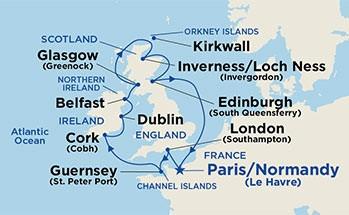 38 Royal Princess 12 Night British Isles Cruise May 12-24, 2018 Sailing roundtrip from Paris to London, Cork, Dublin, Glasgow and more! Inside Cabin Cat. ID $4,296 pp Balcony Cabin Cat.