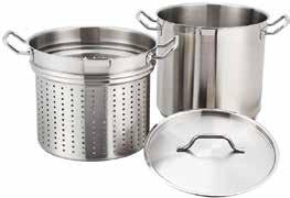 7-Pc Set Set 1/2 Double Boilers & Perforated Steamers Induction ready Stainless steel; tri-ply bottom Cover included Item Description Size UOM Case SSDB-8 8 Qt 9-1/2" x 6-3/4" Set 1/6 Double Boiler &