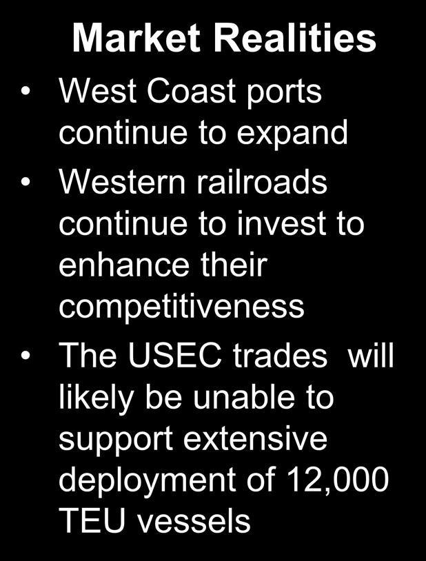 capability Market Realities West Coast ports continue to expand Western railroads continue to invest to