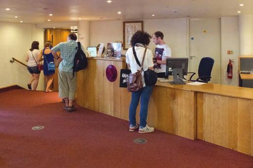 In the reception area and inside the Exhibition on the lefthand side, there are five steps leading from the entrance and a further two steps to the admissions desk.