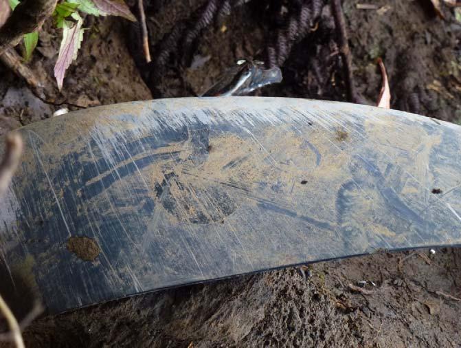 Figure 3: Scratch marks found on the propeller leading edge. 1.13 Medical and Pathological Information 1.14 Fire Autopsy was not performed for all pilots.