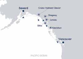 00pm 7 Hubbard Glacier, Alaska Scenic Cruising 8 Seward, Alaska 7.00am Itinerary also operates in reverse, please ask for available dates.