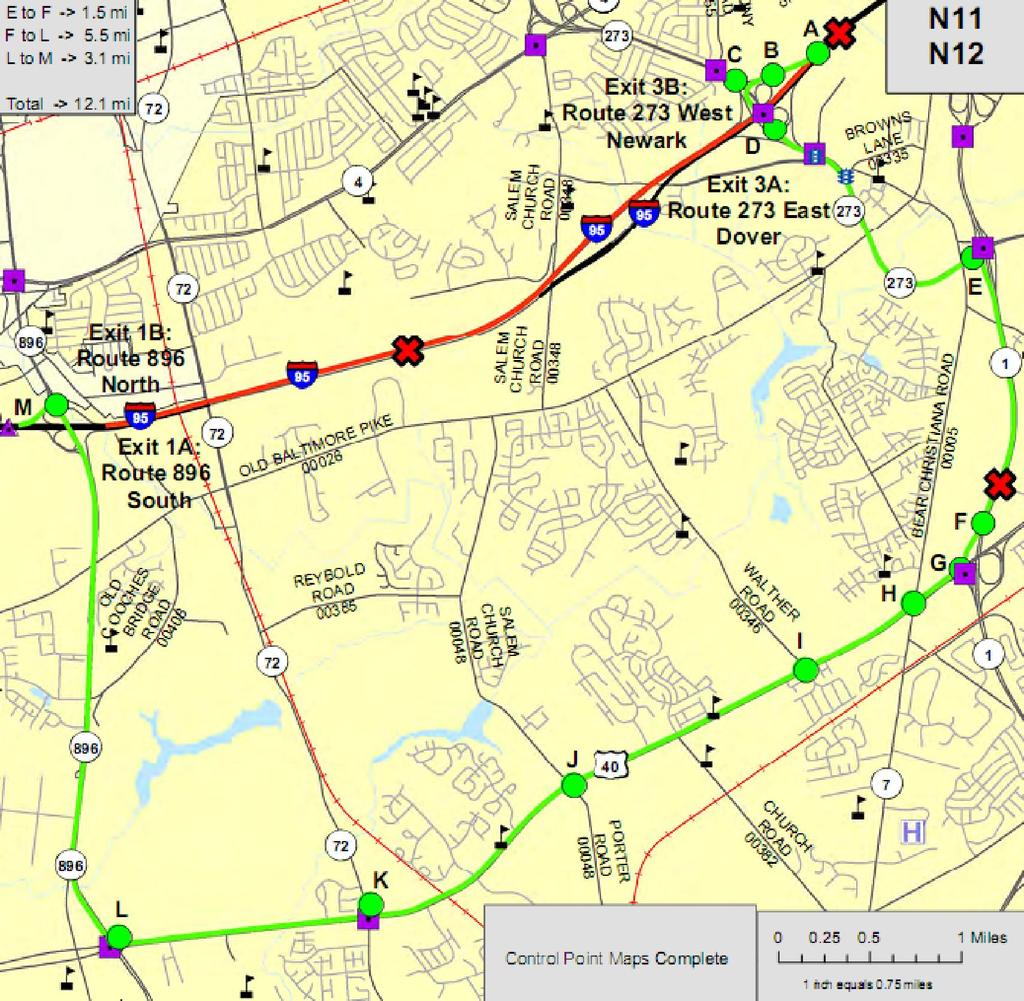 Figure 13 Detour route plan by DelDOT (scenario 4) day.