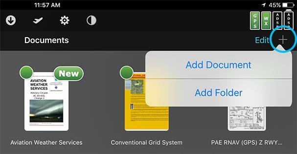 Tap + then Add Document to add one or more document.