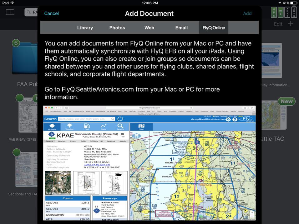 FlyQ Online You can add and manage documents from FlyQ Online