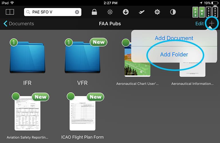 Organizing Documents Documents can be organized into folder and even subfolders for your convenience. Tap + and then Add Folder to add a new folder within the current one. Tap a folder to open it.