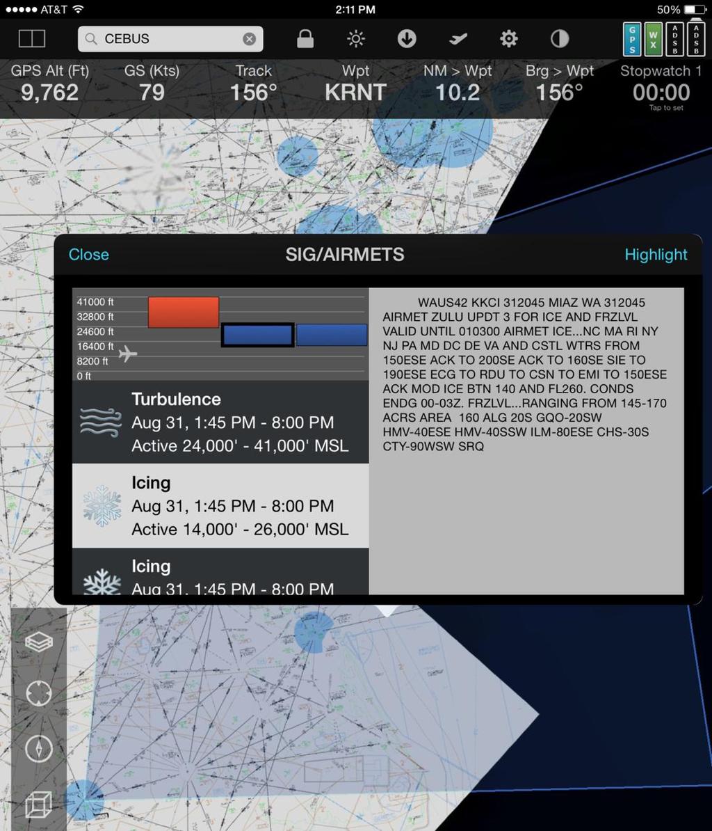 show either TFR info or METAR/TAF info. For safety reasons, when a TFR overlaps a METAR/TAF circle, we choose to show TFR information.