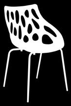 Cadeira com estrutura cromada, e assento em Polipropileno. Silla blanca de estructura cromada, con asiento de Polipropileno.