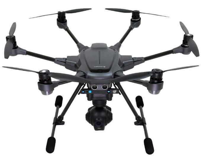 The YUNEEC Typhoon H is an example of a hexacopter with six rotors. The YUNEEC Typhoon Q500 is intended to be competitive with the DJI Phantom.