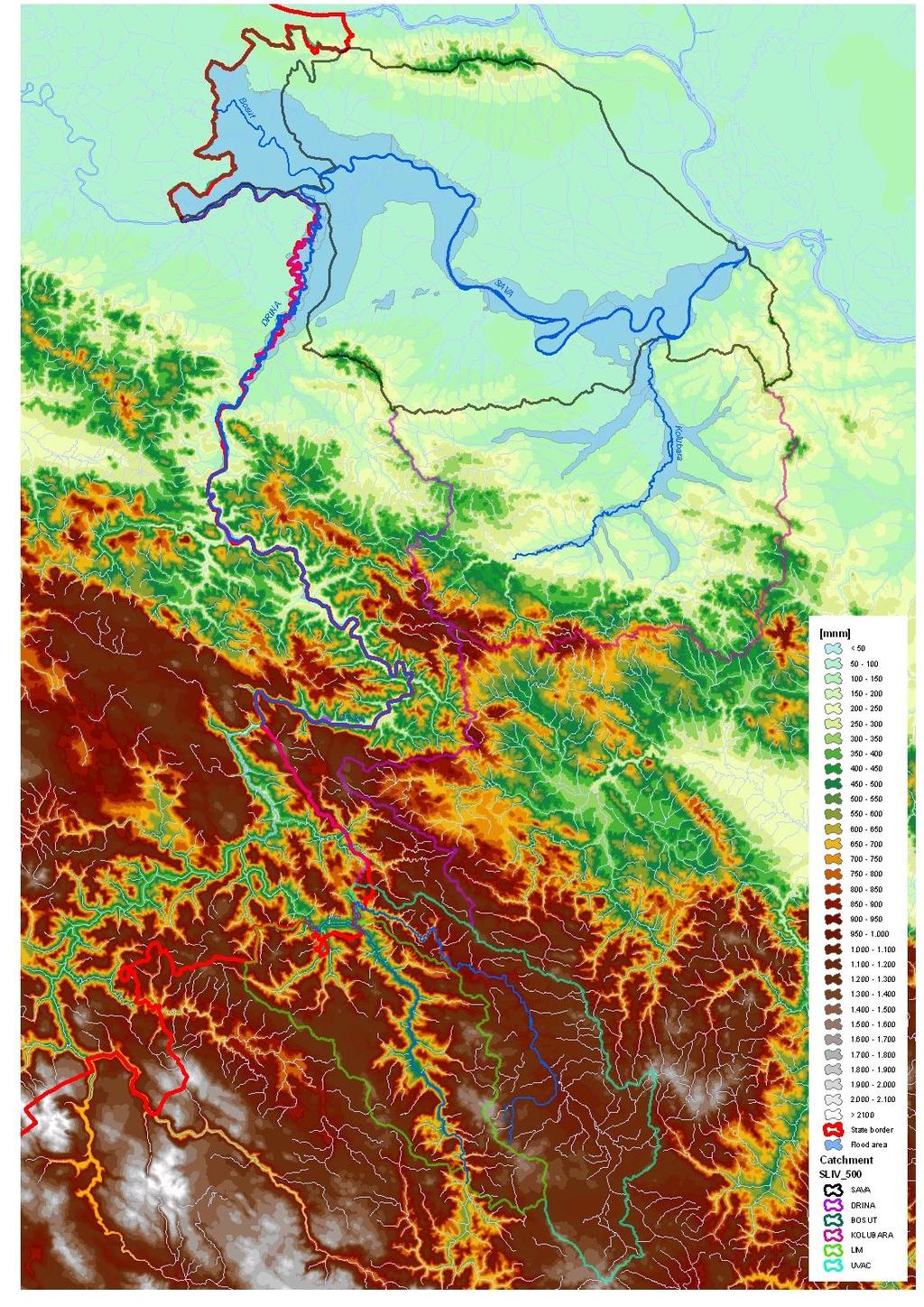 Figure Ap3-2: Topography of the Sava River Basin in