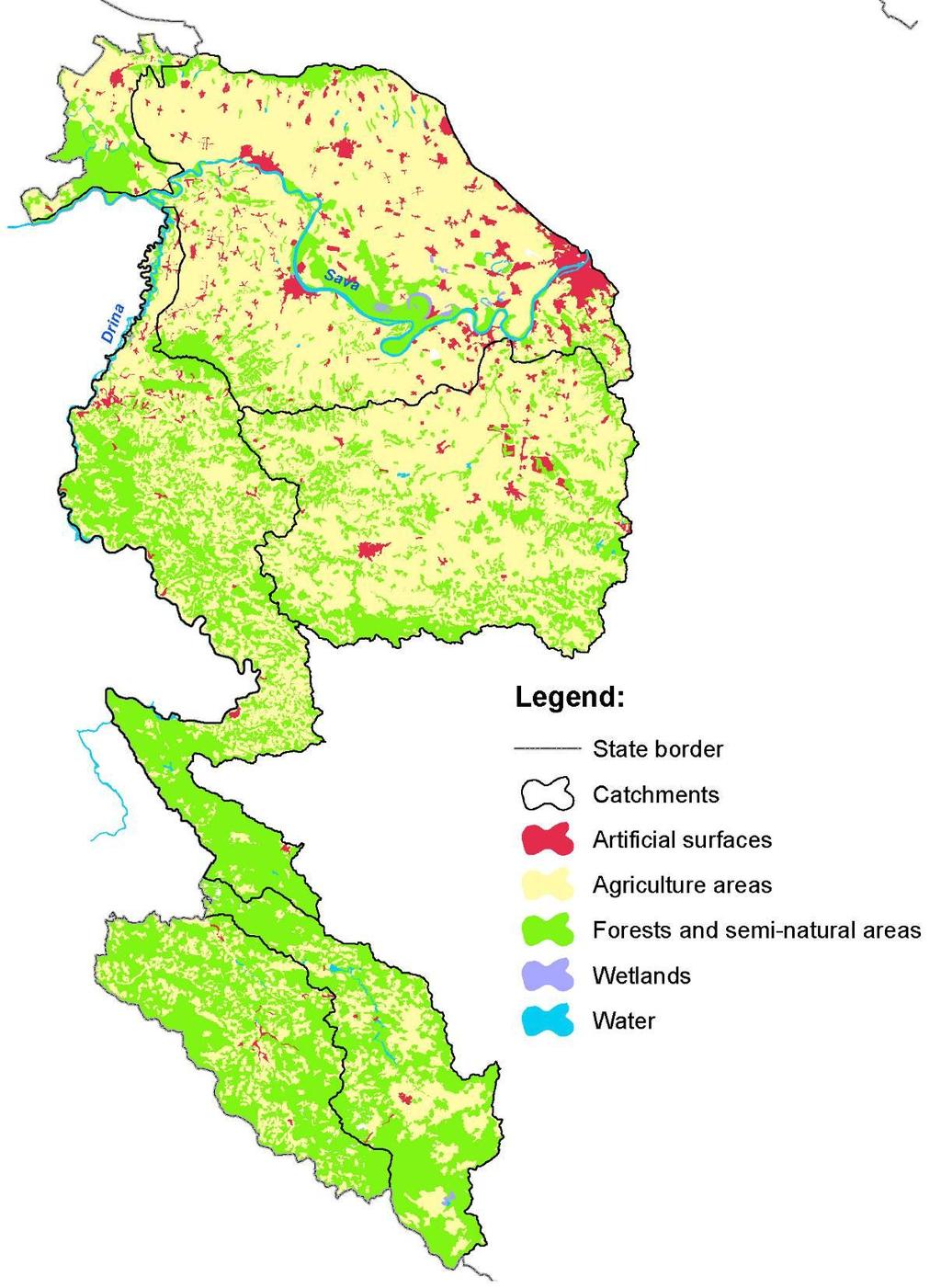 Figure Ap3-3: Land use in the Sava River Basin in