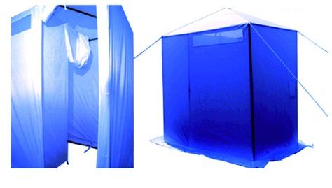 Tent for Toilet, Bath and Latrines Tent for Toilet, Bath and Latrines A Single Fly, single fold tent designed to fit over a toilet, latrine or bathroom for added privacy in emergency situations