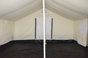 Tents Ground Sheet The integrated ground sheet is made of polyethylene (PE) woven fabric. The seam that attaches the ground sheet to the sides of the inner tent is 200 mm above the floor.