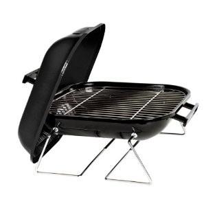 Charcoal Grill 14-Inch Square Tabletop Charcoal Grill * Bakelite handle for protected removal of lid.