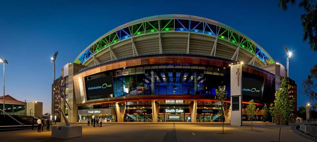 LEADERSHIP IN SUSTAINABILITY The Adelaide Oval redevelopment aligns with the State Government strategy of creating a vibrant city by providing a world-class facility that is central to activating and