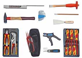 INSULATED SAFETY TOOLS 1000 V S 1093 VDE TOOL ASSORTMENT 26 pieces Particularly suited as the initial outfit for electrical specialists Recommended hook assortment 1500 HS-1093 (26 pieces) The GEDORE
