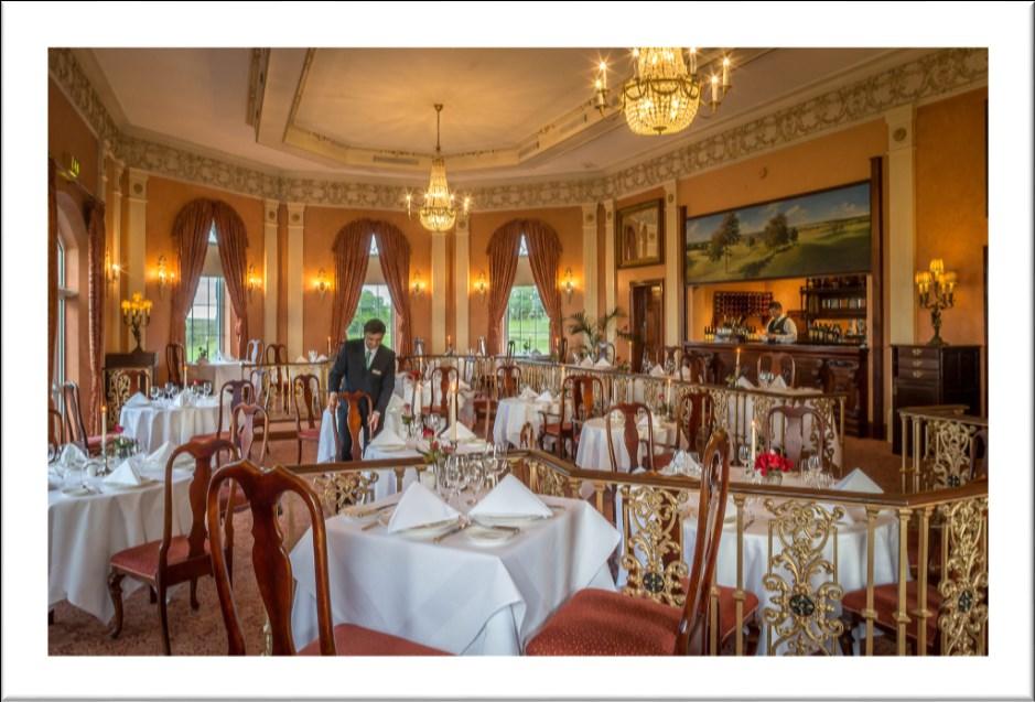 River Room Restaurant Elegant décor, designed to complement the history and tradition of the 260-year old Glenlo Abbey Hotel.