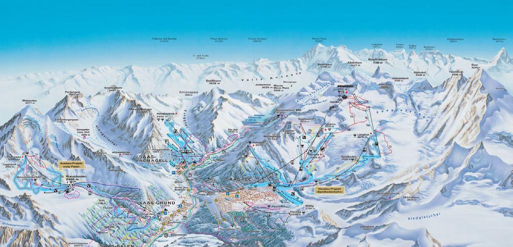 Winter Saas Fee is the place for all winter sports, including the World Snowboard championships in November and the World Ice-climbing championships in January.