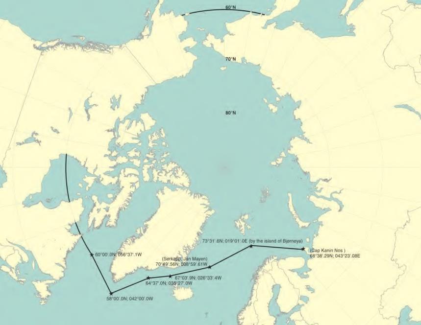 Figures above are provided in the Polar Code to illustrate the maximum extent of Arctic waters and Antarctic area application.