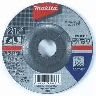 2 u 1 brusni diskovi za metal Pribor za sečenje i brušenje Brušenje i sečenje sa jednim diskom. Vreme i troškovi su smanjeni zahvaljujući efikasnoj obradivosti.