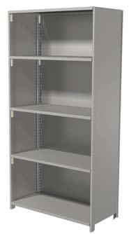 5 Shelf 6 Shelf 7 Shelf 8 Shelf CLOSED TYPE SHELVING Closed type shelving units improve stability and provide protection to stored items because they are covered on three sides with steel panels.