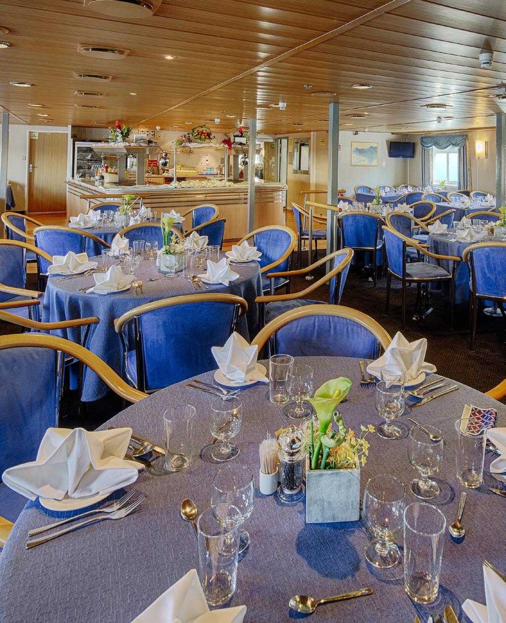Dining Onboard DINING ROOM There is one dining room located on the Upper Deck. If there is one constant at sea, it is that you ll enjoy delicious meals on a daily basis.
