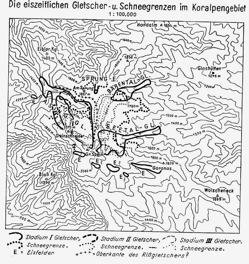 4 Slika 2: Würmski ledeniki v osrednjem delu Golice (vir: Beck-Managetta, 1953, str. 266). Periglacialni procesi uvod Izraz periglacialni (iz gr. peri = okrog, okoli + lat.