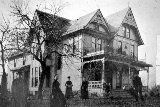 This house was razed in 1882 and replaced with a frame house, below, built by their son, Francis. 14725 Detroit Avenue, SE corner of Detroit & Warren.