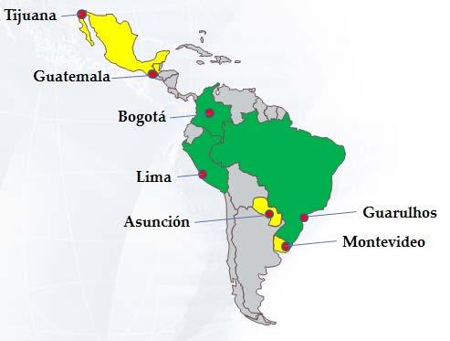 Colombia Bogotá: Rafael Uribe locality Perú Lima: El Agustino and San Juan de Lurigancho districts Brasil