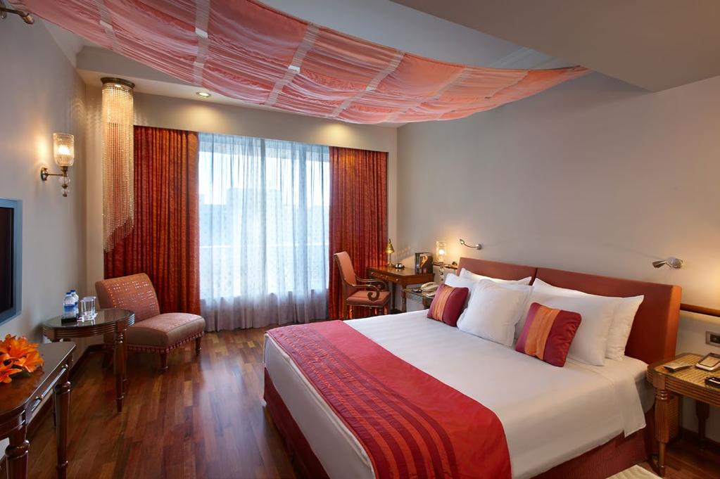 The guest rooms are an elegant combination of luxurious accommodation and executive workspace. Rajputana Chamber Rooms Chamber rooms reflect a blend of traditional and modern styles.