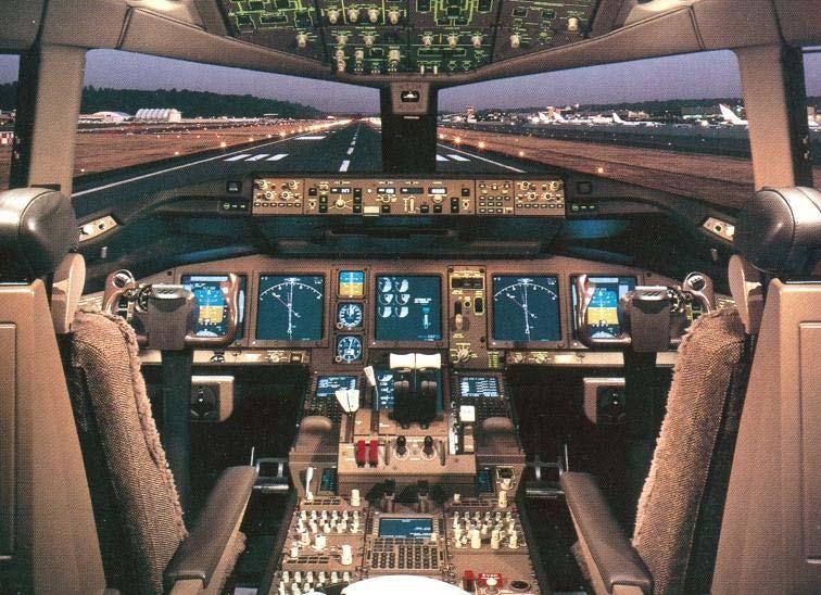The 777-300 flight deck includes a Ground Maneuver Camera System (GMCS), designed to assist the pilot in ground maneuvering the 777-300 with camera views of