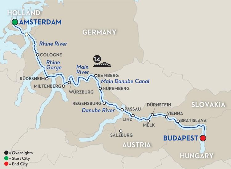 See the highlights of Central Europe on this enchanting river cruise between Amsterdam and Budapest. Guided sightseeing in each city shows you the highlights.