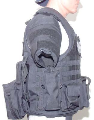 The vest is based on a full modular webbing grid attachment system that