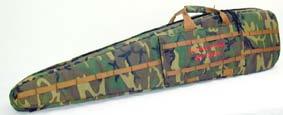 The case has two padded external pockets, 3/4 webbing loops on both the front and back for attaching camo strips, cleaning rod