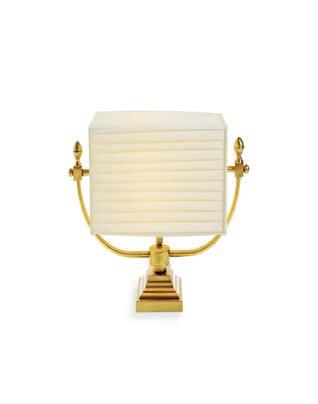 5cm H 28cm ANTIQUE GOLD FINISHED BRASS BASE PLEATED SHADE AVAILABLE IN IVORY, RED OR BLACK.