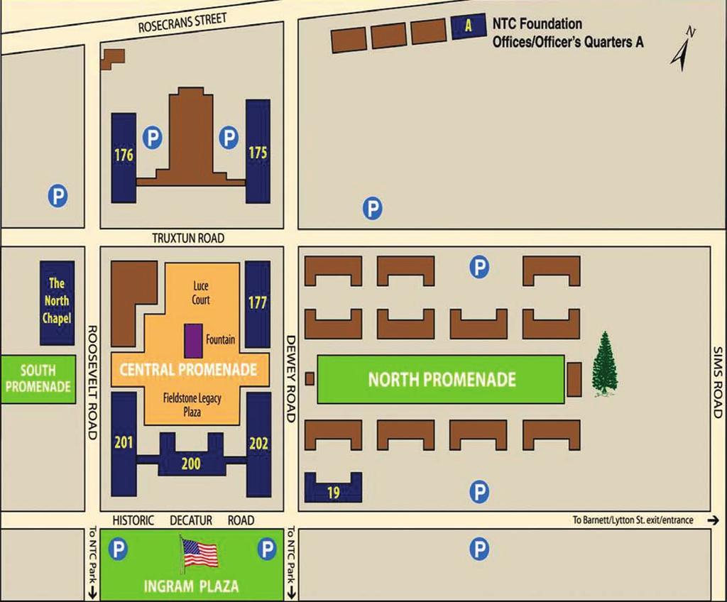NTC Promenade Site Plan 198 35 D C B Phase II Barracks & Proposed Uses Barracks 2 & 3 Downstairs Museum / Cultural / Heritage Upstairs Non Profit Offices Barracks 14 Downstairs Retail / Gallery
