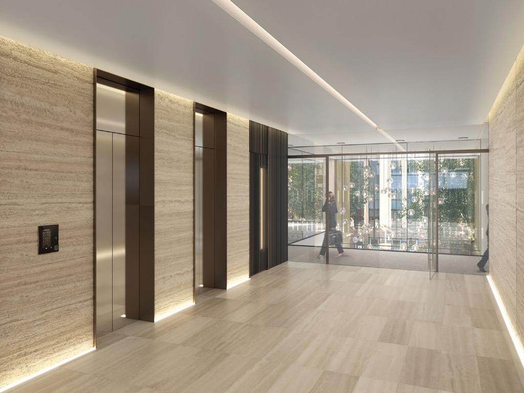 THE BUILDING SPECIFICATION Located on an island site, providing natural light on each aspect Ground floor reception with a double height entrance lobby and impressive light feature Backlit Onyx stone