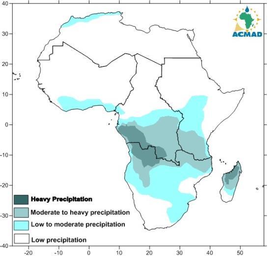 1 PRECIPITATION During the period from 7 th to 13 th February 2018 (Figure 9a), low to moderate precipitation is likely over northern Morocco, Algeria and Egypt, southern Congo and DRC, northern