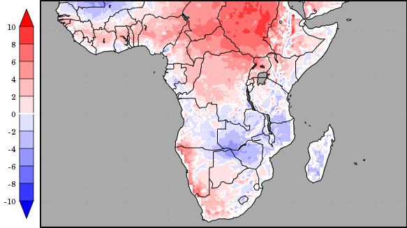 From 7 th to 15 th January 2018 (Figure 10), normal to positive temperature anomalies are expected over much of Guinea, Côte d Ivoire, Ghana, Nigeria, Cameroon, CAR, Sudan, South Sudan, Uganda,
